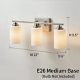 thumbnail image 3 of KAWOTI 3-Light Dimmable Bathroom Vanity Light with Frosted White Glass Brushed Nickel, 3 of 7