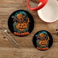 thumbnail image 2 of GZHJMY 2PCS Spooky Masked Man Comes Out of A Pumpkin Trivets Pot Holders Set and Placemats Set, Table Mats for Cooking and Baking, Cotton Braided Hot Pads, 7.09"+9.45", 2 of 7
