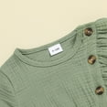 thumbnail image 4 of Ticikt Baby Girl Boys Romper Infant Fall Winter Clothes Ruffle Sweater Long Sleeve Bodysuit Jumpsuit and Headband,Color:Green,3-6 Months, 4 of 8