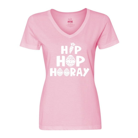 Inktastic Easter Hip Hop Hooray with Eggs and Carrot Women's V-Neck T-Shirt