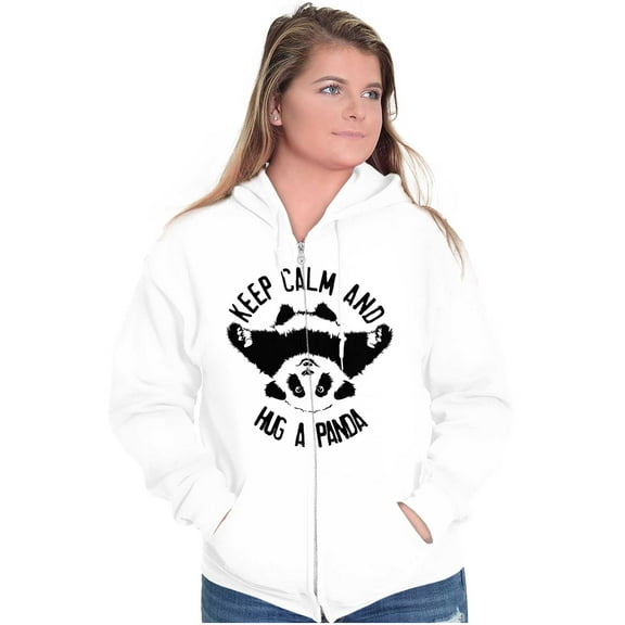 Cute Keep Calm and Hug A Panda Zip Up Hoodie Men's Women's Brisco Brands S
