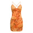 thumbnail image 5 of Womens Embroidered Dress Unique Appliques Beaded Back Lace Up Casual Floral Orange M, 5 of 6