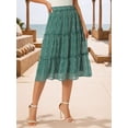 thumbnail image 3 of DARING DIVA Women's Midi Elastic A-Line Ruffle Flowy Skirts Small Green, 3 of 8