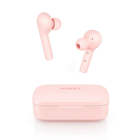 AUKEY True Wireless In Ear Earbuds Bluetooth 5 with Charging Case Pink Headphones