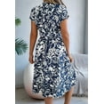 thumbnail image 6 of Women'S Summer V Neck Cap Sleeve Floral Sundresses Flowy Summer Dresses for Women 2025 Dark Blue L, 6 of 9