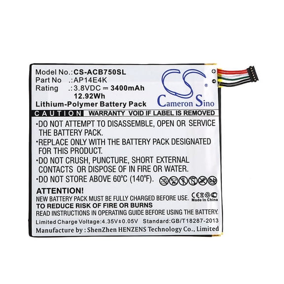 3400mAh Acer KT00104001 AP14E8K KT.00104.001 AP14E4K KT.0010G.007 AP14E4K (1ICP4/86/94) Battery for Acer Iconia One 7 B1-750