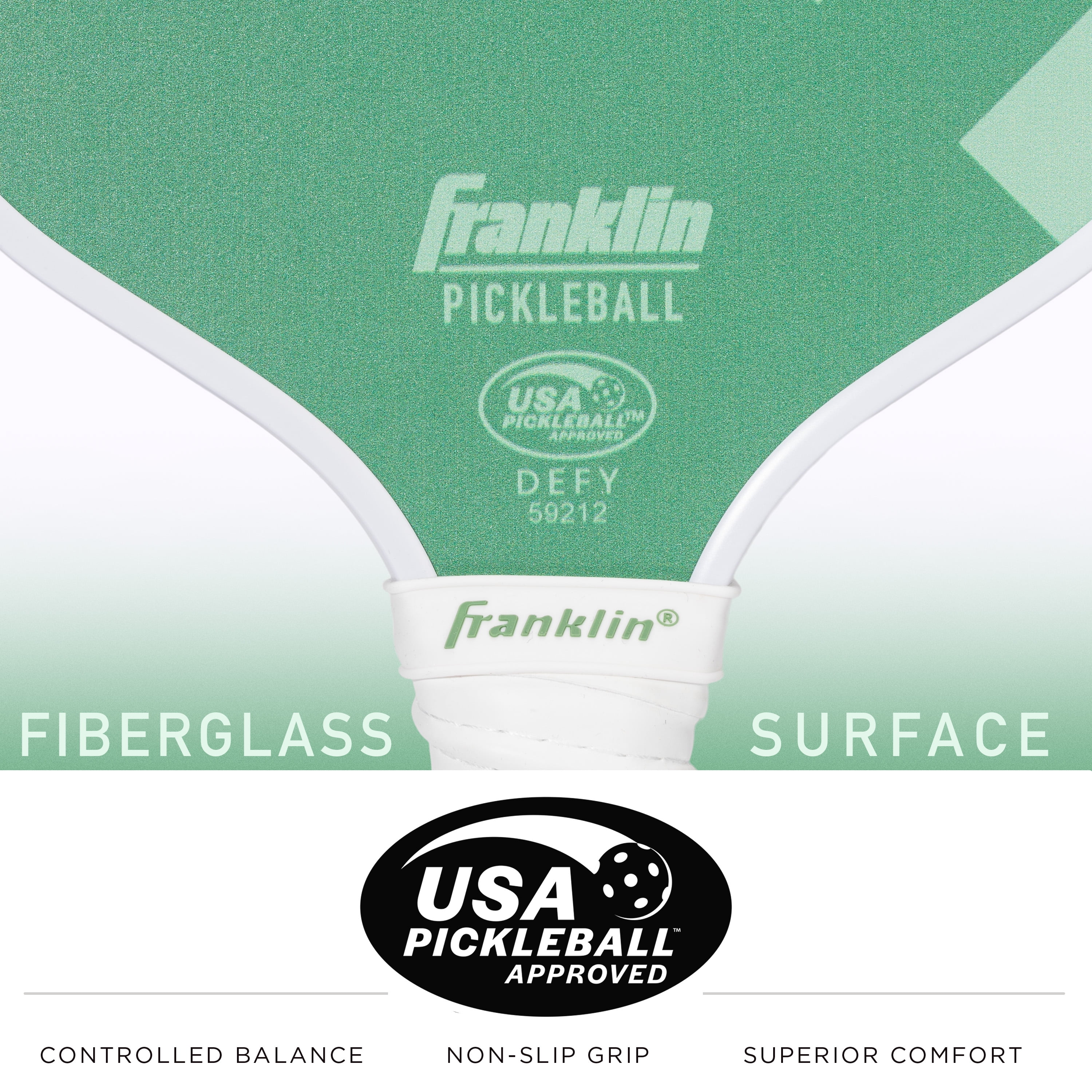 Franklin Sports Pickleball Paddle - 8.8mm Polypropylene Core - DEFY - Official USAP Approved - Green
