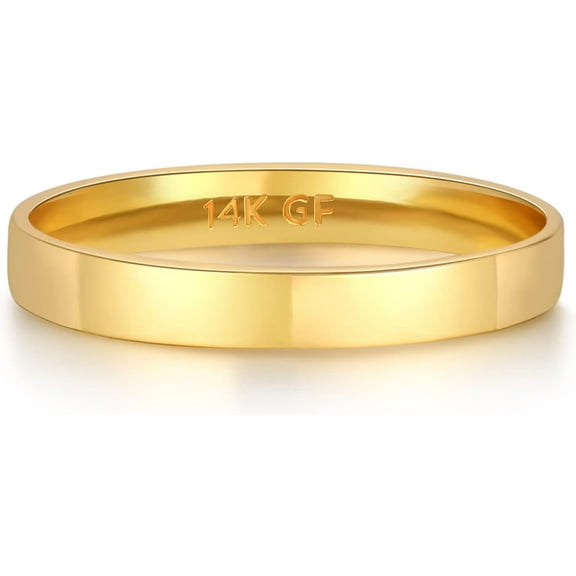 14K Gold Plated Ring Stacking Thin Plain Band Stackable Thumb Finger Ring Gold Wedding Band 1MM 2MM 3MM 4MM 5MM Ring for Women Men Comfort Fit Size 5-11