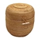 thumbnail image 1 of Cesta de almacenamiento de ratán, cesta de almacenamiento tejida a mano con tapa, cesta redonda, L, 1 of 9