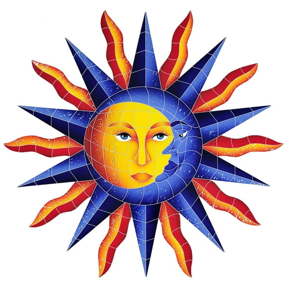 Artistry in Mosaics Sun Moon Ceramic Swimming Pool Mosaic 36" x 37"