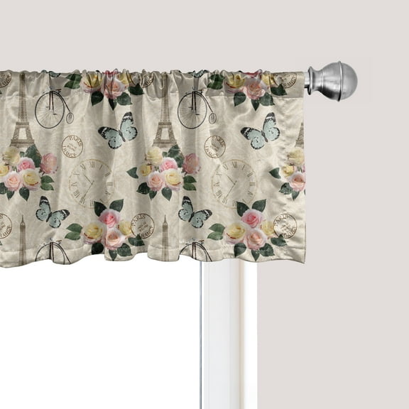 Ambesonne Colorful Window Valance, French Eiffel Tower Image, 54" X 18", Multicolor