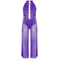 thumbnail image 2 of iiniim One Piece Rompers Overall for Girls Rhinestones Dance Bodysuit Disco Party Wide Leg Pants Playsuit Purple 6, 2 of 4