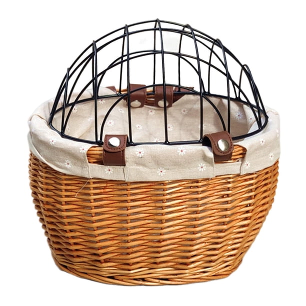 Cesta para bicicleta Cesta para manillar de bicicleta Alforja delantera Fácil de instalar Mascotas pequeñas Gato Marrón claro