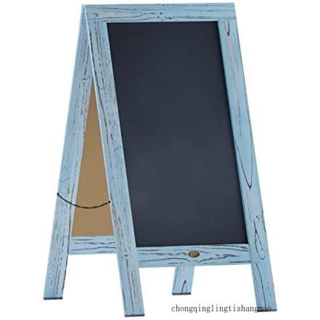 40" X 20" Robin Blue Solid Pine Wood AFrame netic Chalk Board Sign, Me