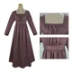 thumbnail image 3 of Vestido largo de estilo victoriano medieval retro francés de Jane Austen para mujer, cuello cuadrado, mangas largas, cintura alta, color marrón, 3 of 5