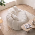 thumbnail image 5 of FFH 75.5" Cloud Couch, Floral-Shaped Bean Bag Sofa, Boneless Loveseat Sofa for Living Room, Plush Faux Fur, Beige, 5 of 9