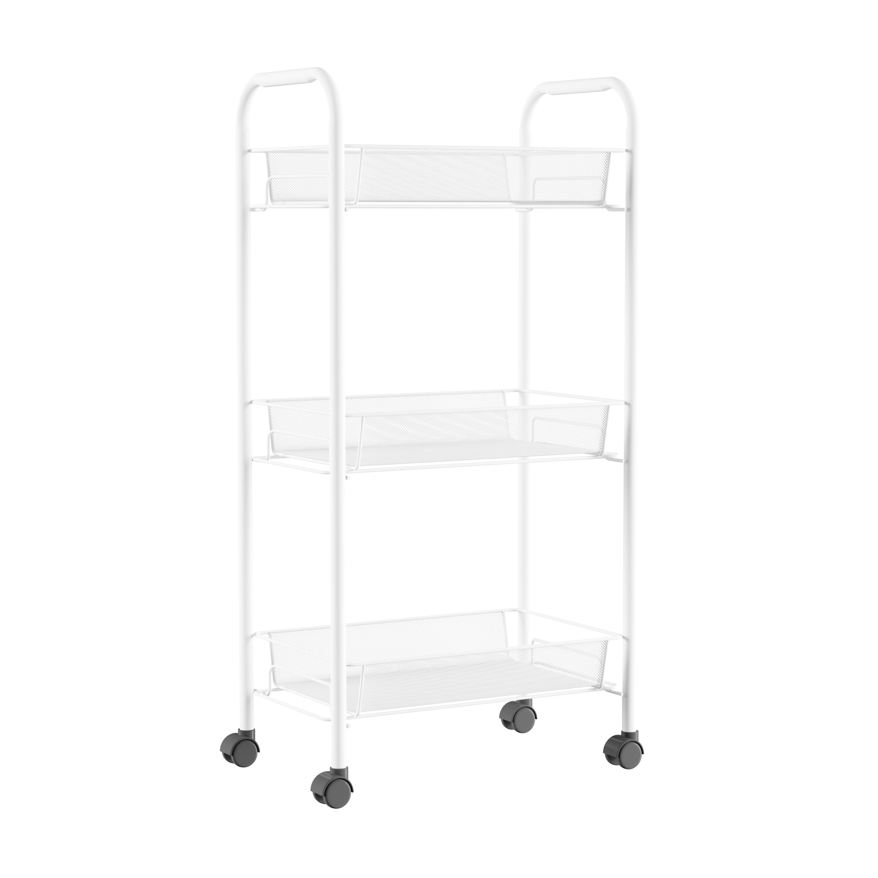 3-Tiered Narrow Rolling Storage Shelves - Mobile Space Saving Utility Organizer Cart for Kitchen, Bathroom, Laundry, Garage or Office by Lavish Home