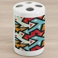 thumbnail image 1 of Abstract Ceramic Toothbrush Holder, Graphic Arrow Pattern with Grunge Effect Funky Psychedelic Colorful Zigzag Art, Decorative Versatile Countertop for Bathroom, 4.5" X 2.7", Multicolor, by Ambesonne, 1 of 4