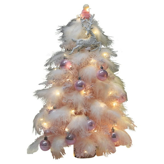 Pink Feather Christmas Tree Mini Table Top Artificial Christmas Decor Tree