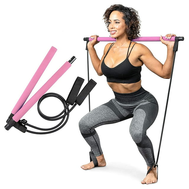 Bâton de Yoga Barre de Pilates - Trousse de Barre de Pilates pour Gym à Domicile avec Bandes de Résistance de Pilates