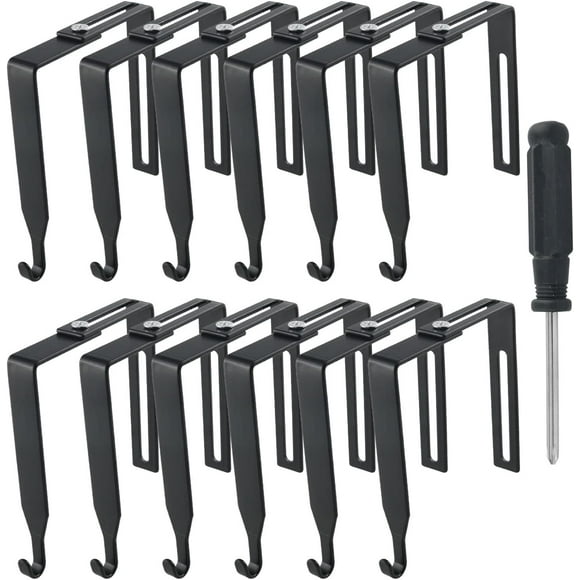 shiyou-12PCS Black Universal Partition Hanger Set Metal Black Cubicle Hooks Door Mirror Hanger Adjustable Cubicle Hangers with Screwdrivers for Office Whiteboard Wall Panel