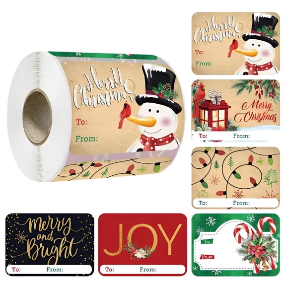 CCOCC 250 Pcs Christmas Gift Tags Stickers Self-Adhesive Xmas Gift Vintage Kraft Name Tag Stickers Brown Cards Christmas Decorations