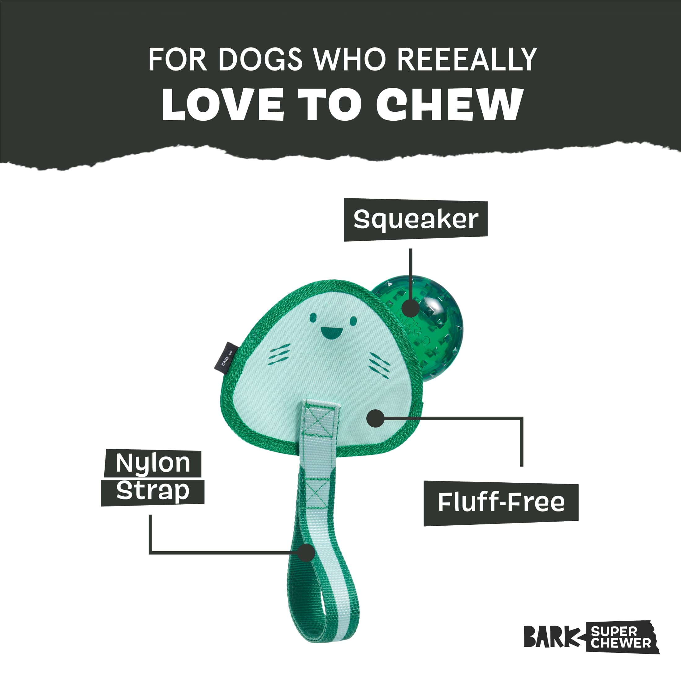 BARK Super Chewer Flingray Tug Ocean Sting Ray Blue Rubber Dog Toy
