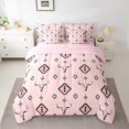thumbnail image 3 of Manfei Pink Square Aztec 7-Piece Twin Bedding Sets for Adult, Tribal Western Bohemian Bedding Comforter Set, Mandala Hippie Style Reversible Sheet Sets, Lightweight Room Decor, 3 of 8