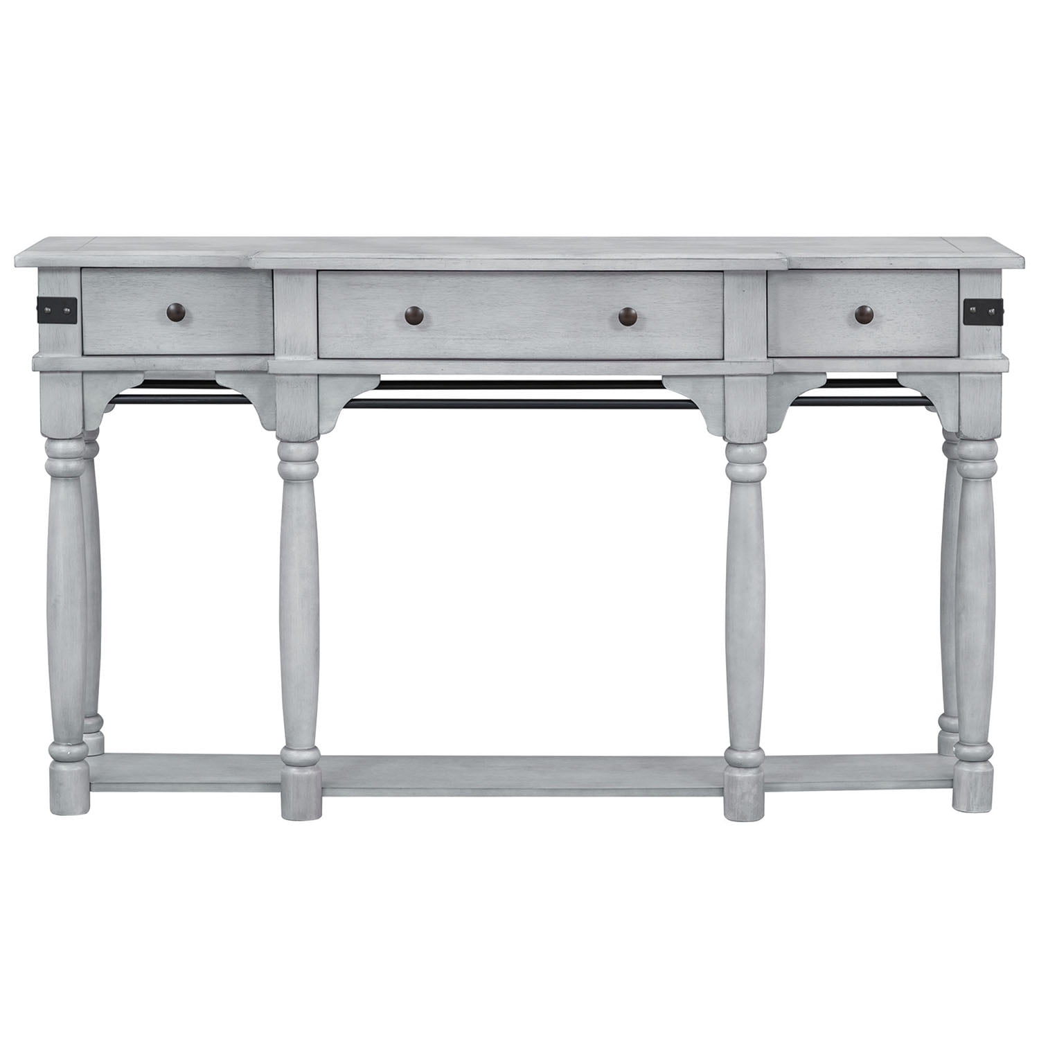 Kepooman 60" Narrow Sofa Entryway Table, Console Table with Storage Drawers and Bottom Shelf for Living Room, Antique Gray Kepooman 60" Narrow Sofa Entryway Table, Console Table with Storage Drawers and Bottom Shelf for Living Room, Antique Gray