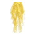 thumbnail image 6 of XIAOCHA Women's Sequin Mesh Wrap Skirt Satin Bow High Waist Skirt Festival Rave Party Skirts Yellow One Size, 6 of 7