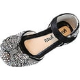 thumbnail image 1 of LAICAIW Fashion Spring And Summer Girls Dance Shoes Princess Dress Performance Shoes Pearl Rhinestone Bow Hook Loop Elegant Comfortable Toddler Girl Sandal (Black-E, 9.5 Toddler), 1 of 6