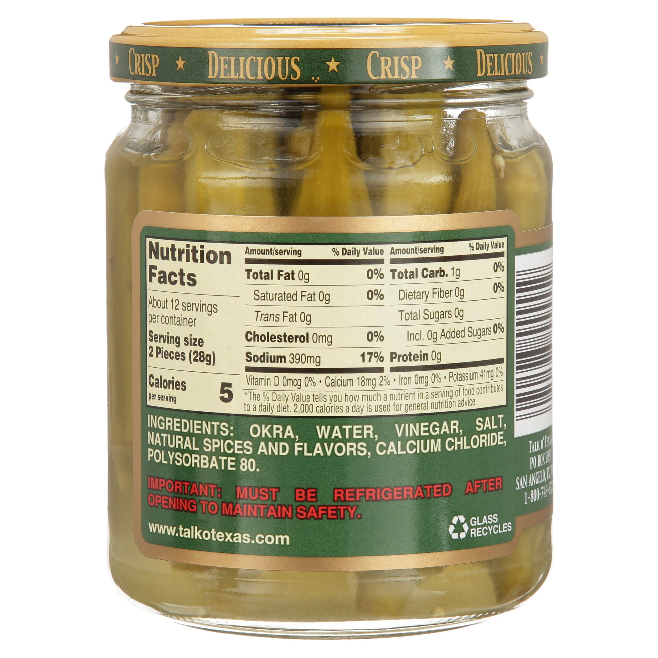 (6 pack) Talk O' Texas Crisp Hot Okra Pickles, 16 fl oz