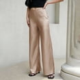 thumbnail image 5 of LEKWK Satin Wide Leg Pants for Women High Waisted Casual Palazzo Pants Loose Fit Comfy Straight Leg Trousers with Pockets Fall Fashion Business Work Outfits, 5 of 6