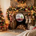thumbnail image 2 of Welcome Sign for Front Door, Merry Christmas Round Metal Wall Art Wreaths, Xmas Tree Truck Balls Gifts Grey Wood Outdoor Indoor Wall Hanging Sign for Porch Decor Housewarming Gifts 7.9 Inch, 2 of 8