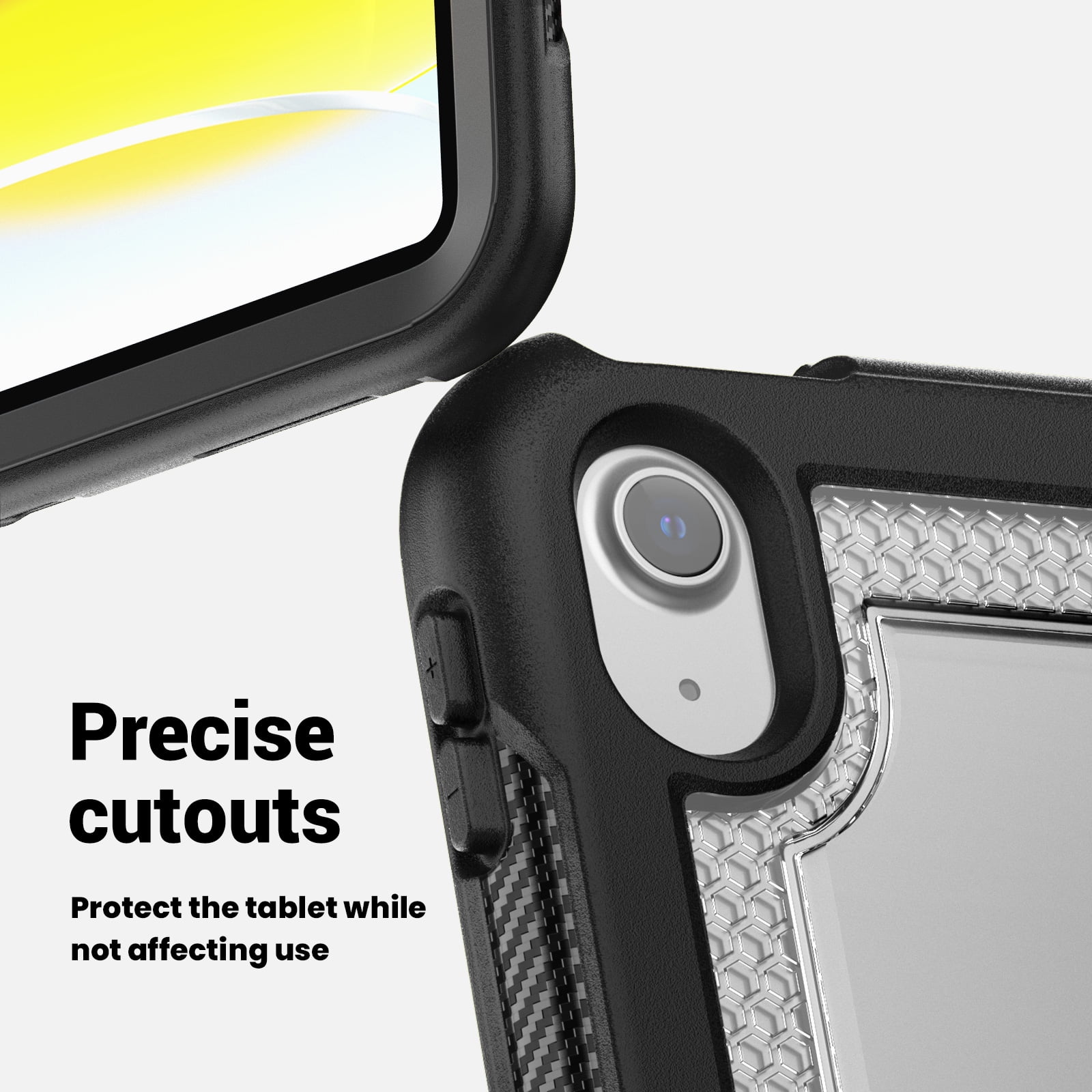 Shockproof Case for Apple iPad 11th 10th Generation 2025 2022, Rugged Hybrid Protective Cover with Pencil Holder & Shoulder Strap Kids Friendly Rotating Stand Case for iPad 11th 10th Gen, Clear