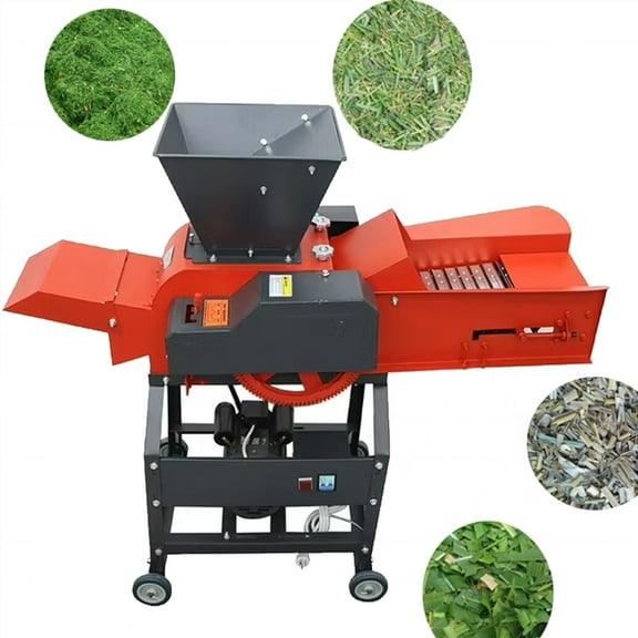 4 Blade Hay Cutter Pulverizer with Belt Conveyor Corn Wheat Straw Rootstock Crops Shredder 220V