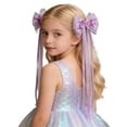 thumbnail image 2 of Wuxian Toddler Girls Ribbon Headband Colorful Cute Bow Hair Clips Princess Hair Barrettes Sparkly Pearl Sequins Clips Hair Accessories Hairpins Wedding Birthday Headwear,Light Purple2,3-16 Years, 2 of 6