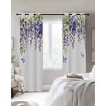 thumbnail image 2 of Purple Spring Floral Blackout Curtains for Bedroom, Thermal Window Treatment, Weeping Watercolor Botanical Butterfly Grommet Top Blackout Draperies and Drapes for Basement 27.5"x39" 2 Panels, 2 of 8