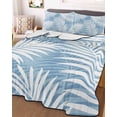 thumbnail image 3 of Quilts Twin-XL Size Bedding Set, Blue Palm Leaf Lightweight Quilted Comforter, Summer Coastal Botanical Tropical Soft Reversible Bedspread Coverlet with Pillow Covers for All Season, 68" x 98", 3 of 7