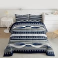 thumbnail image 3 of Feelyou Abstract Lines Blue Bedding Comforter Set for Men, Modern Art Striped Twin Comforter Sets, Chic Contemporary Aesthetic Reversible Bedding Set, Breathable Home Decor, 2 Pieces, 3 of 9
