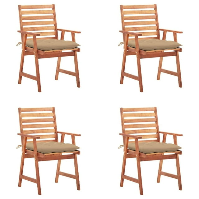 Sillas de Comedor para Patio Casafoyer 4 piezas con Cojines de Madera de Acacia