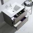 thumbnail image 3 of Wonline 24 inch Wall Mount Bathroom Vanity with Drop-in Sink Floating Style Cabinet with Mirror Brown, 3 of 8