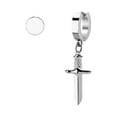 thumbnail image 2 of iJewelry2 Silver Tone Stainless Steel Dangling Sword Dagger Small Helix Huggie Hoop and Illusion Plug Stud Earrings, 2 of 2
