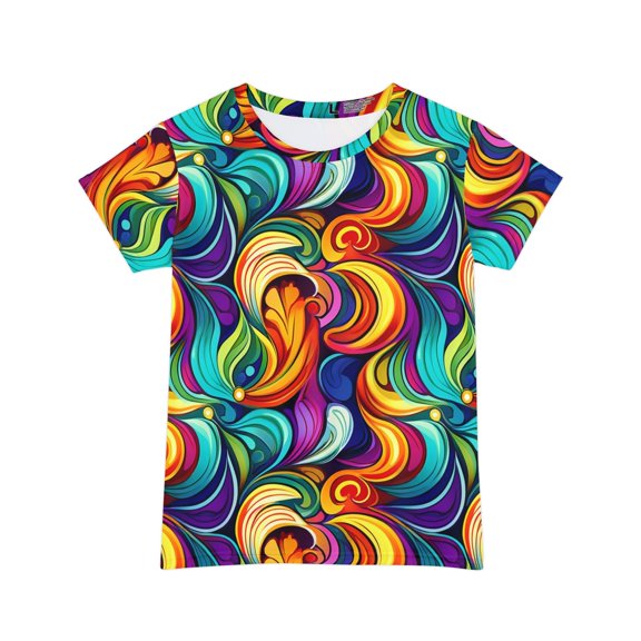 Abstract Print Women Poly Span T-Shirt 015