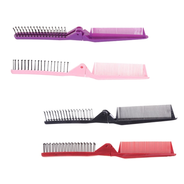 Peine plegable de 8 piezas, peine de doble cabeza, peine antiestático para cabello largo y liso, peine para viajes, negro, morado, rosa y rojo (cada 2 piezas)