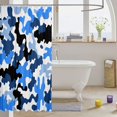 thumbnail image 3 of Manfei Minimalst Camouflage Shower Curtain 72Wx78L, Contemporary Art Camo Bath Curtain, Steel Blue, 3 of 5