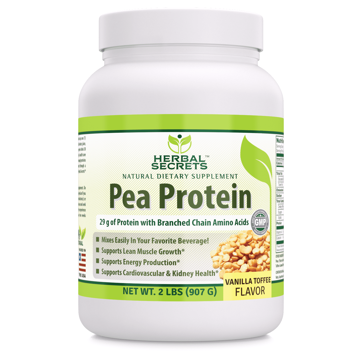 Herbal Secrets Pea Protein (Vanilla Toffee Flavor) 2 Lbs
