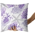 thumbnail image 3 of Nautical Coastal Throw Pillow Covers 18"x18" Set of 2 Beach Theme Purple Coral Starfish Pillow Cover Cotton Summer Couch Pillow Cases Outdoor Sofa Cushion Cover Modern Decor for Bed Living Room, 3 of 6