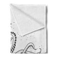 thumbnail image 2 of Kraken Soft Flannel Fleece Throw Blanket, Mythicary Creature Tentacles on the Sea Wave Fantasy Sketchy Illustration, Cozy Plush for Indoor and Outdoor Use, 50" x 70", Black White, by Ambesonne, 2 of 5