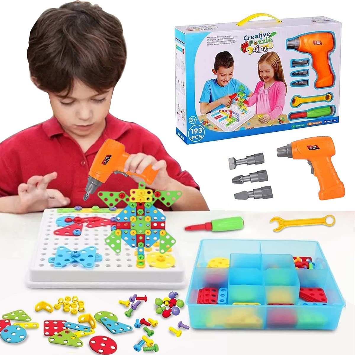 Building Block Games Set With Toy Drill & ScrewDriver Tool set Educational  building blocks construction games Develop Fine Motor Skills - Best Kids  Toys for boys & girls age 3 - 14